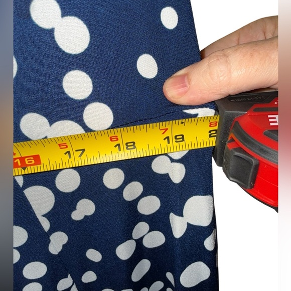 GLAMOUR Navy Polka Dot Midi Dress | Surplice V-Neck | Size Medium - Picture 9 of 9
